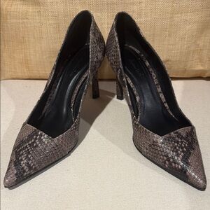 Massimo Dutti Snakeskin Heels in Black and Brown